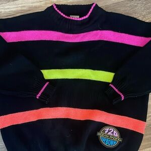 OP Black Sweater with Pink and Orange Stripes M